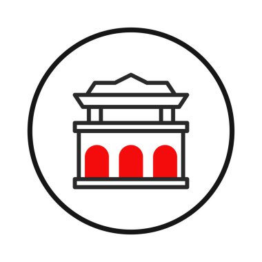 Grafik çizimi, antik mimarinin karmaşıklıklarını sergileyen stilize edilmiş bir pagoda tasvir ediyor. Bu anımsatıcı tasarım kültürel bir sembol görevi görüyor, miras alanlarını temsil etmek için mükemmel.,