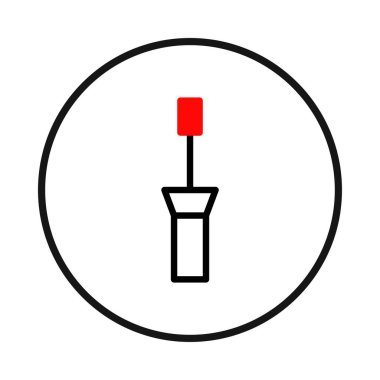 Bir minimalist illüstrasyon dairesel çerçeve içinde basit bir araç gösterir. Tasarım, odak çekmek için temel geometrik şekiller ve çarpıcı bir kırmızı aksan kullanan hassas bir enstrümanı vurguluyor. Bu...