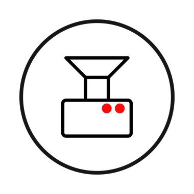 İzole edilmiş bir dijital illüstrasyon dairesel bir çerçeve içinde, teknolojik gelişim ve çağdaş mühendislik tasarımı hissini aktaran, modernize edilmiş bir endüstriyel makine tasvir etmektedir. Kompozisyon