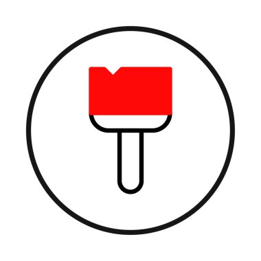 Dairesel bir amblem içinde basit ama çarpıcı bir boya fırçası tasviri. Tasarım, temiz bir arkaplana karşı koyu bir kırmızı renk şeması kullanır ve unutulmaz ve etkili bir