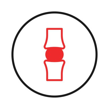 Bu illüstrasyon, siyah dairesel bir sınır içinde, omurilik sağlığı, bakım ve tıbbi tedaviyi temsil eden stilize edilmiş kırmızı bir omurgayı tasvir etmektedir. Sağlığı, desteği ve önemini gösteriyor.