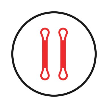 Soyut bir grafik, temiz bir dairesel çerçeve içinde beyaz bir arkaplanda izole edilmiş iki kırmızı, stilize halkalı element gösteriyor. Modern, minimalist tasarımı görsel çok yönlülük ve güçlü