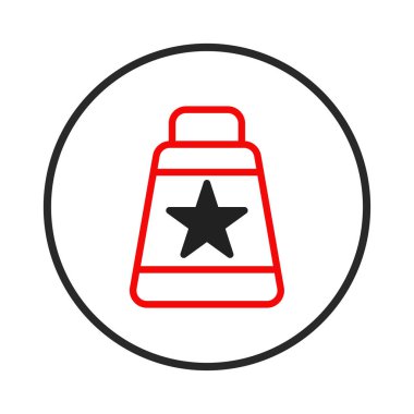 Bir stilize vektör ikonu, merkezinde belirgin bir siyah yıldız ile süslenmiş kırmızı ile çizilmiş bir kabın şeklini içerir. Dairesel bir sınır içinde kapsülleştirildiğinde, bu grafik tasarım modern bir,