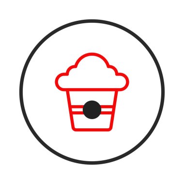 Kırmızıyla işaretlenmiş, dairesel bir sınırda çizilmiş biçimlendirilmiş tatlı kabı içeren minimalist bir grafik. Tasarım, markalaşma ve resimlendirme için ideal olan ikram ve hoşgörü duygularını çağrıştırıyor.