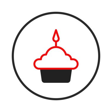 Minimalist bir ikon yanan mumlu kek sergiliyor. Doğum günlerini, kutlamaları ya da tatlı ikramları simgeliyor. Basit tasarımı ve zıt renkleri onu logolar için ideal kılıyor.,