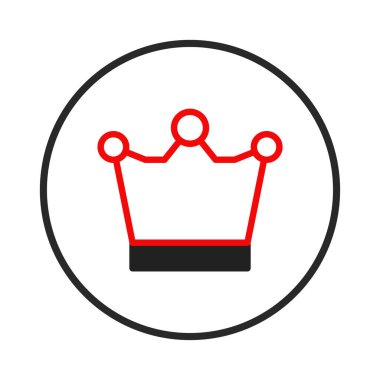 Dairesel çerçevede biçimlendirilmiş bir taç, kırmızı ve siyaha boyanmış, liderlik, otorite ve arıtılmış güç kavramlarını ileten minimalist bir grafik. Projeler için ideal