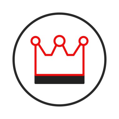 Minimalist bir görüntü, dairenin içinde stilize edilmiş bir taç tasvir eder. Taç, siyah tabanlı kırmızıyla çizilmiş. Tasarım temiz ve modern, basit geometrik şekiller kullanarak,