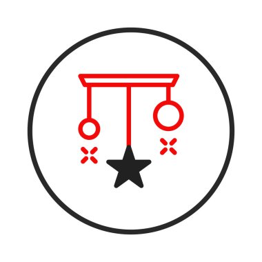 Biçimlendirilmiş bir illüstrasyon kürelerin altında asılı bir yıldızı tasvir eder, kullanıcı arayüzlerini veya dijital sanat projelerini biraz oyunculuk ve yaratıcı bir dokunuşla geliştirmek için ideal bir grafik ögesi olarak sunulur