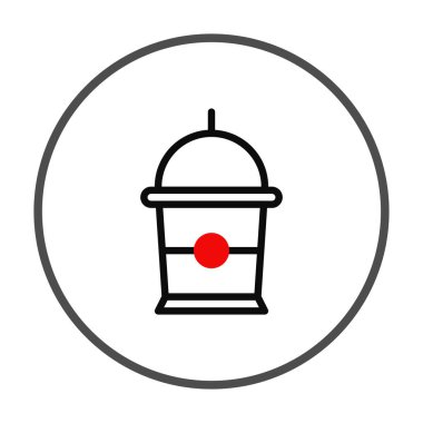 Bu bir bardakta içecek tasvir eden minimalist bir vektör görüntüsü, hareket halindeyken içkiden zevk almanın kolaylığını ve pratiğini gösteriyor. İllüstrasyon için mükemmel, modern yaşam tarzı.,