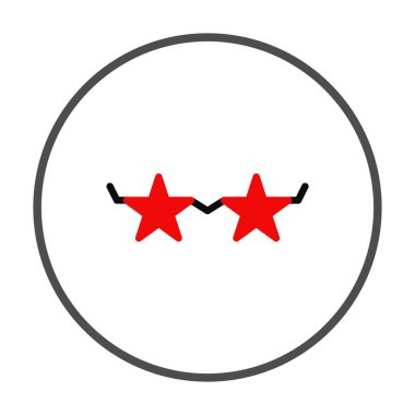 Modern bir ikon, yıldız şeklinde gözlük sergiliyor. Grafik basit, cesur ve göz alıcı, sanatsal yeteneği olan tasarım projelerine oyuncu ve modaya uygun bir dokunuş eklemek için mükemmel.