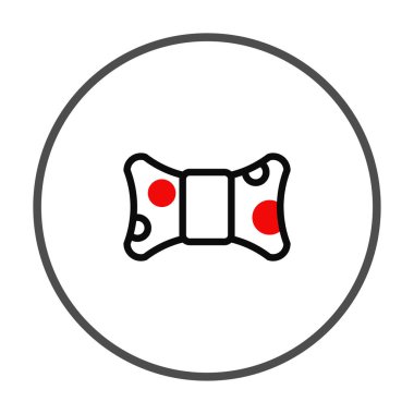 Bu grafik, dairesel bir hatla çevrili polka noktalarıyla süslenmiş stilize edilmiş bir papyon ikonunu gösteriyor. Tasarım klasik cazibe ve modern kaprislerin karışımı bir dokunuş eklemek için mükemmel.