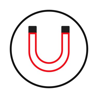 Çarpıcı bir at nalı mıknatısı simgesi koyu siyah bir çemberle kaplanmış, kırmızı çizgilerle işaretlenmiş. Görsel çekim konseptini, manyetik alan kuvvetini veya potansiyel gücü temsil eder.