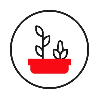 Basit ama zarif bir illüstrasyon, canlı kırmızı bir tencerede açan iki genç bitkiyi tasvir eder. Bu görüntü, büyümenin, sürdürülebilirliğin ve yeni yaşamın özünü yakalar. Şey...