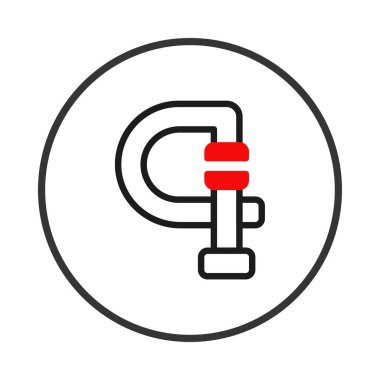 Görüntü, materyalleri tutmak ve korumak için kullanılan endüstriyel bir araç olan kıskacın stilize edilmiş bir illüstrasyonunu sunuyor. Tasarım mekanik işlevini minimalist bir hassasiyetle vurgular, onu