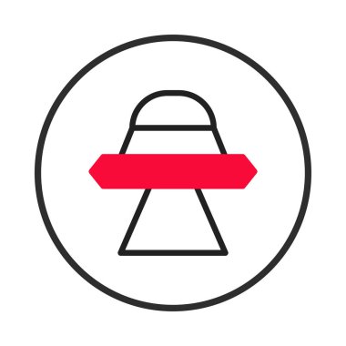 Çemberin içinde stilize edilmiş bir uzay aracını barındıran minimalist geometrik bir tasarım. Soyut şekiller, koyu renk zıtlıkları ve temiz çizgiler göze çarpan bir görüntü oluşturuyor. Bu bir şeyleri çağrıştırıyor.