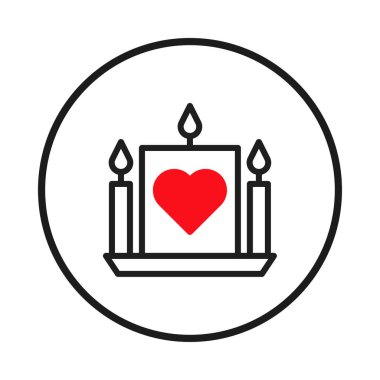 Stilize edilmiş bir illüstrasyonda, yanan mumlarla çevrili dikdörtgen şeklindeki parlak kırmızı bir kalp bulunur. Minimalist ama çağrıştıran bir tasarım. Aşkı, hatırayı, sıcaklığı ve...