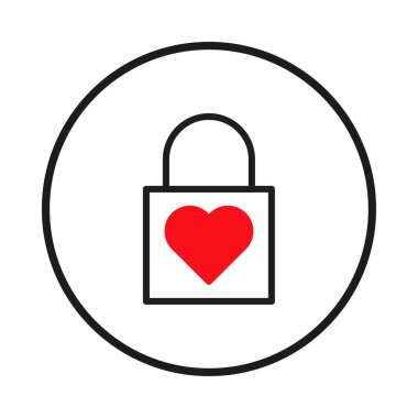 Canlı kırmızı bir kalbe sahip stilize edilmiş asma kilit dijital güvenliğin sevgiyle birleşmesini sembolize eder. Verileri ve çevrimiçi bağlantıları korumak için alınan özeni temsil eden simge,