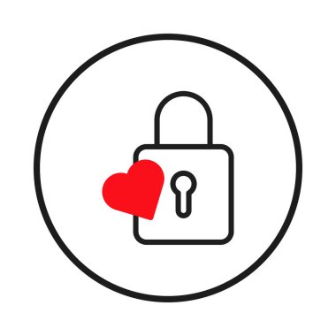 Kilidin yanında bir kalp bulunan minimalist tasarım, ilgi çekme veya hassas verileri özen ve özveri ile koruma kavramını temsil eder. Bu çizim bir atmosfer yaratıyor.