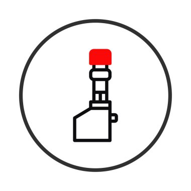 Temiz çizgiler ve güçlü bir kontrastla bilimsel bir aletin tasviri. Göze çarpan koyu kırmızı aksan doğruluğu gösteriyor. Bu modern vektör teknoloji için uygundur.