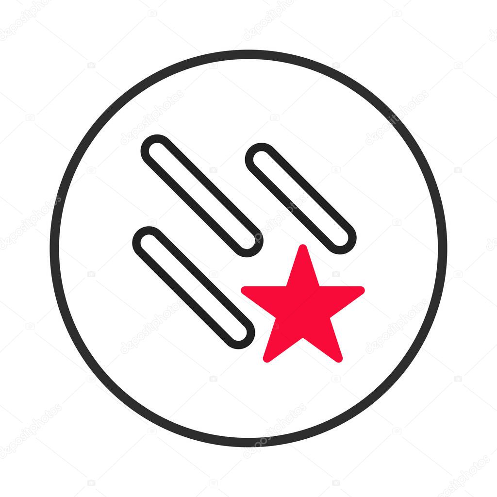 A clean and modern abstract logo or emblem design featuring sleek lines and a vibrant star. This minimalist graphic is perfect for branding, corporate identity, or any project needing a symbol of