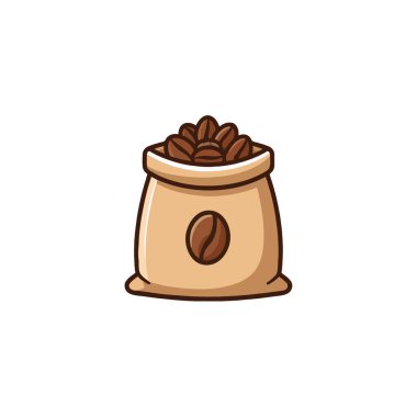 Zengin, kahverengi kahve çekirdekleri ile dolu bir çuvalı gösteren büyüleyici bir çizgi film çizimi. Kahve üretimi ve tüketimi hakkında menüler, markalaşma veya eğitici materyaller için idealdir. İfade eder...