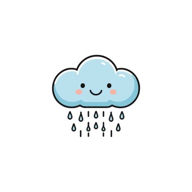 Kaprisli bir illüstrasyon, tatlı bir çizgi film bulutunu resmediyor. Dost canlısı bir gülümsemeyle, nazikçe damlacıklardan aşağı yağmur yağıyor. Tasarım basit ama sevimli. Yağmurlu bir günde mutluluk ve sükunet hissi uyandırıyor.