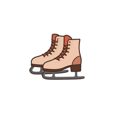 Kış sporlarını ve eğlence amaçlı eğlenceyi sembolize eden buz patenlerini gösteren bir çizim. Bıçaklar, bağcıklar ve sağlam inşaatlar, endamın zarafetini ve hassasiyetini vurgular.