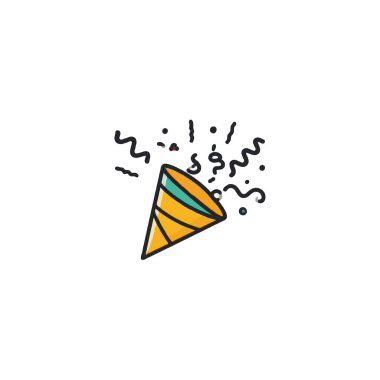 Minimalist bir illüstrasyonda dağınık konfetilerle çevrili bir parti şapkası gösteriliyor, neşeli bir kutlama öneriliyor. Bu basit tasarım neşe ve şenlik duygusunu çağrıştırıyor, onu ideal kılıyor.