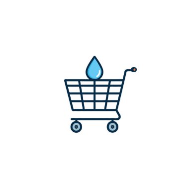 Üstünde su damlası olan bir alışveriş arabasının tasviri, bugünün alışveriş alışkanlıklarında suyun korunması ve sorumlu tüketimin önemini sembolize ediyor, farkındalığı artırıyor.