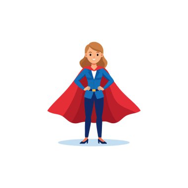 Kararlı bir kadın kendinden emin adımlarla ilerler, kırmızı bir pelerin giyer, dayanıklılık ve liderlik vasıflarını somutlaştırır. Bu dinamik görüntü, mesleki emelleri temsil eder.