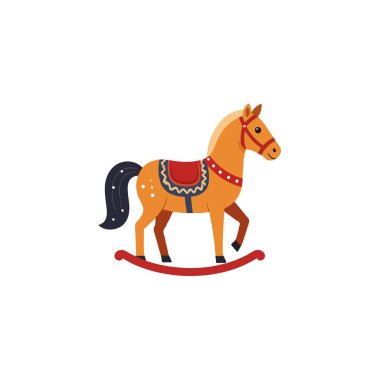 Animasyon sallanan at oyuncağının çocukluk sevincinin enfes bir temsili. Oyuncu illüstrasyon basit ve tapılası. Tatlı bir nostalji ve uygun binicilik eğlencesi hissi uyandırıyor.