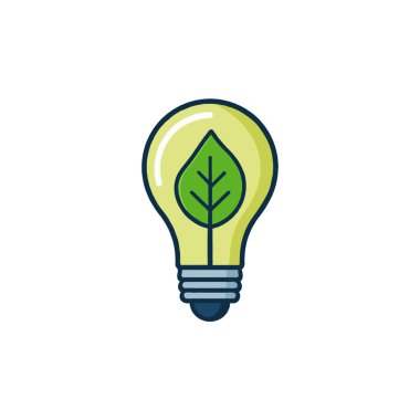 Bu görüntü, içinde canlı yeşil bir yaprak bulunan, çevreye duyarlı enerji çözümleri kavramını somutlaştıran stilize edilmiş bir ampulü gösteriyor. Teknoloji ve doğanın birleşimini temsil ediyor.,