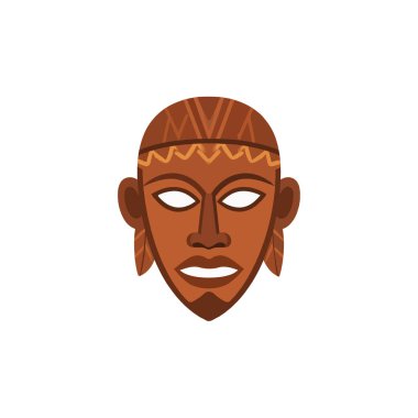 Bu stil çizimi, kültürel mirası ve sanatsal ifadeyi yansıtan geometrik desenleri gösteren bir kabile maskesi tasvir eder. Maskenin tasarımı kabile sembolizmi ve elementlerini içeriyor.