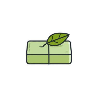 Şekillendirilmiş vektör simgesi, yapraklı minimalist yeşil bir çubuk tarafından örneklendirilmiş doğal bir ürünü temsil ediyor. Ekolojik sorumluluğu tasvir eder ve doğa sağlığa odaklanır, saflık, organik