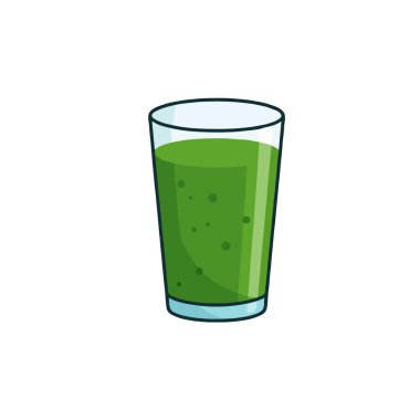Berrak bir bardakta canlı yeşil bir smoothie 'nin temiz ve basit bir çizimi. Sağlıklı beslenme, detoksifikasyon ve sağlığa odaklanma için mükemmel bir tasvir. Bu vektör tasarımı tazeliği vurgular