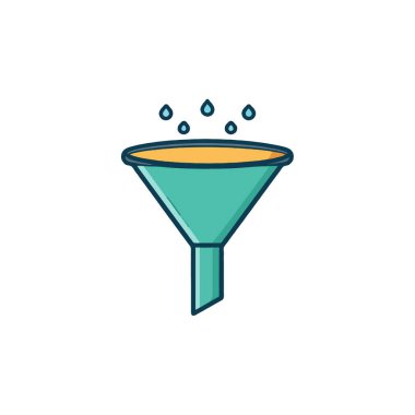 Bu minimalist illüstrasyonda, üzerinde mavi damlacıklar bulunan bir gök mavisi hunisi var, bu da bir dönüşüm ya da ayrılma sürecini simgeliyor. Basit tasarım berraklığı ve işlevselliği vurgular, ideal