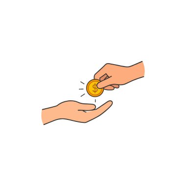 Bir elin başka bir ele para vermesi mali bir değiş tokuşu temsil eder. Destek, yardım, servet, yardım ve yatırımı temsil eder. Altın para başarıyı, refahı ve...