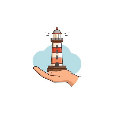 Bu kavramsal çizimde bir deniz feneri, rehberlik, güvenlik ve desteği sembolize eder. Denizcilik temaları ve kıyı seyrüsefer temaları, bir keşif hissi uyandırır.