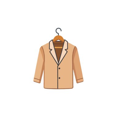 A stylized illustration of a refined coat suspended on a wooden hanger. The image evokes a sense of fashion, style, and sophistication. Suitable for apparel business, fashion blogs, or wardrobe