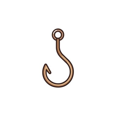 An artistic representation features a fishing hook. This image could be used to represent different concepts such as a hobbies related to fishing, adventure, or a simple design element in a broader
