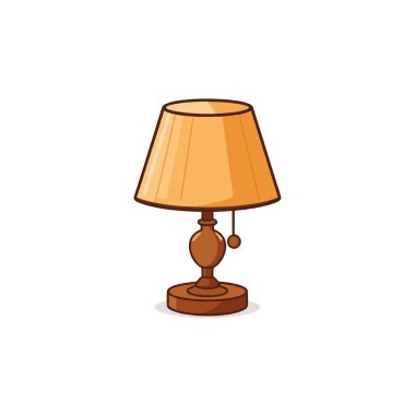 A simple yet elegant depiction of a table lamp, showcasing a classic design. Its warm color palette and clean lines evoke feelings of comfort and style, perfect for adding a touch of sophistication