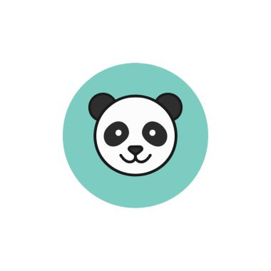 A captivating panda illustration, presented within a teal circle. With its adorable face, this panda character design is perfect for logos or emblems. This minimal icon is suitable for various