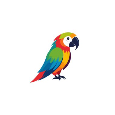 A stylized macaw illustration showcases bold color schemes with distinct feather separation creating a visually appealing bird graphic. Ideal for projects needing tropical accents, natural themes,
