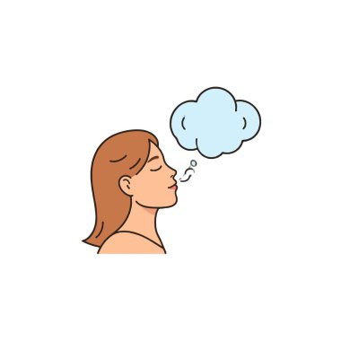 Bir minimalist illüstrasyon profilinde bir kadın tasvir eder, bir bulut solur, düşünceyi, zihinsel berraklığı, ve fikir sürecini, ve sağlık ve iç huzuru temsil eder. Sembolik: