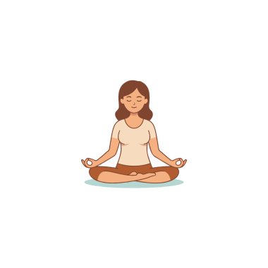 Sakin bir kadın, nilüfer pozisyonunda huzurlu bir şekilde oturur ve dikkatli bir meditasyona odaklanır. Bu basit illüstrasyon, yoganın huzurunu ve düzenli farkındalıkla elde edilen iç dengeyi aktarır.