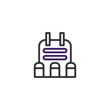 Minimalist bir taslak simgesi, ısıtma ekipmanları ve mühendislik örneklerini sembolize eden bir radyatör tasarımı sunar. Ev aletlerinin, enerjinin, konforun ve modern eşyaların temsili için uygundur.