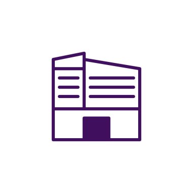 Minimalist bir illüstrasyon, kurumsal kimlik, gayrimenkul girişimleri veya kentsel manzaraları temsil etmek için ideal modern bir ofis binası tasvir etmektedir. Temiz çizgileri ve basit geometrik tasarımıyla,