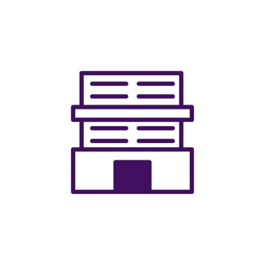 Bir binanın ön cephesinin minimalist, grafik tasviri. Bu basit, geometrik soyut tasarım, mimari kavramını gösterişli, modern bir şekilde, yapı ve biçimi aktararak temsil eder.