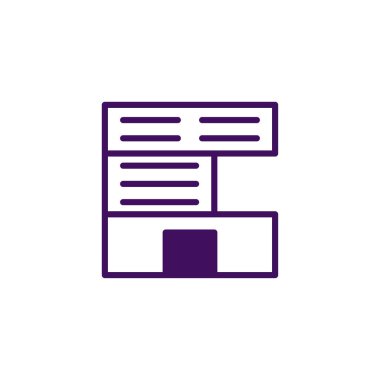 Temiz geometrik şekillere ve temiz bir hatlara sahip stilize yapı ikonu. Yapıların veya kentlerin basit bir şekilde temsil edilmesini gerektiren projelerde kullanılabilir çağdaş mimari önerisi