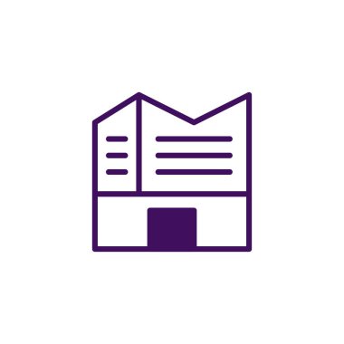 Bu resim ticari bir binanın minimalist bir illüstrasyonunu gösteriyor. Açısal çatı çizgisi ve temiz çizgiler modern kurumsal tasarımı çağrıştırıyor. Basit bir mimari formu temsil ediyor.